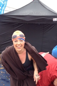 Suz at the end of the swim